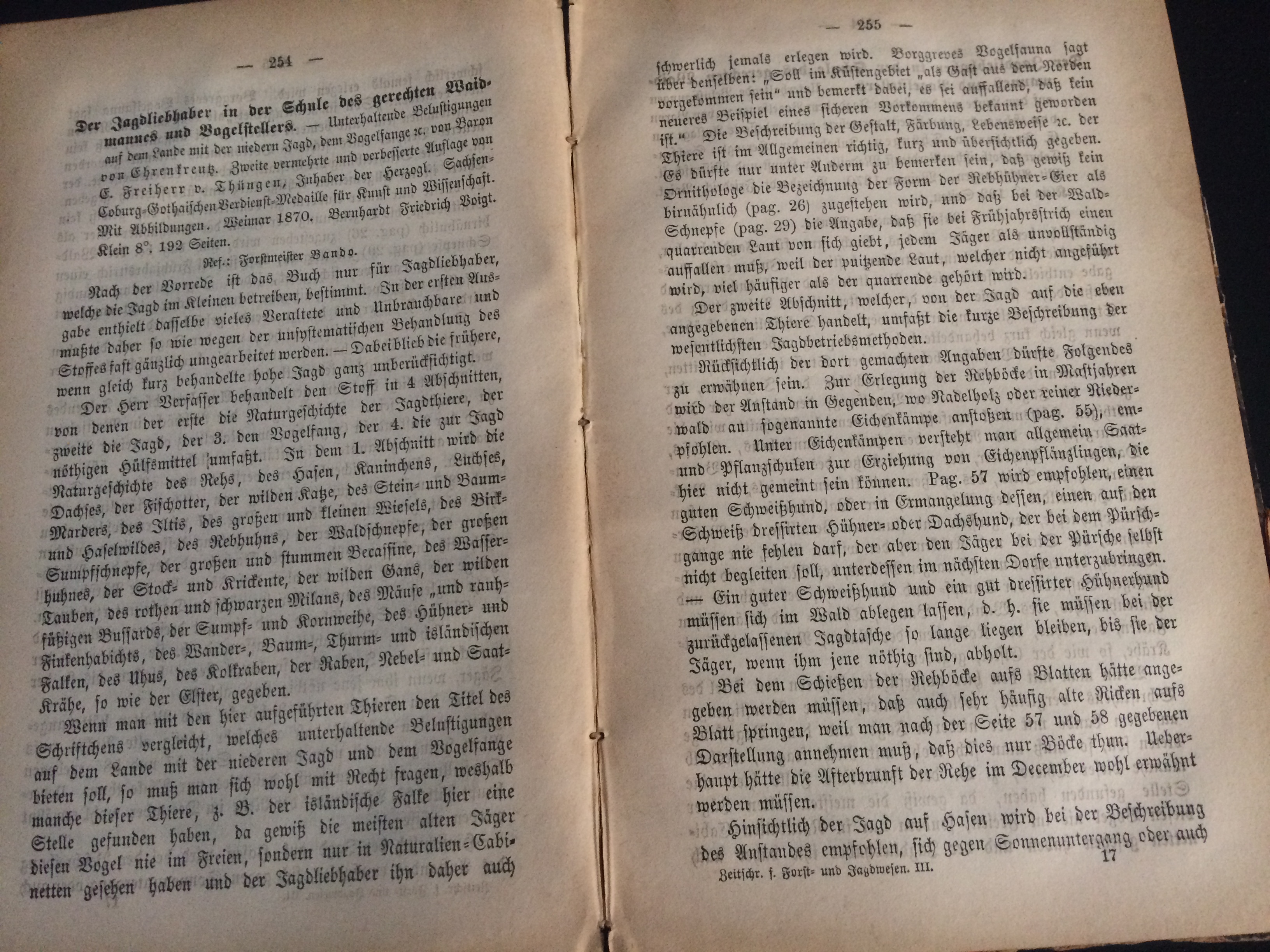 Книга «Zeitschrift für forst und jagdwesen», Берлин, 662 стр. 1871 года (Германия)