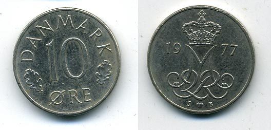 Дания 10 эре, 1977